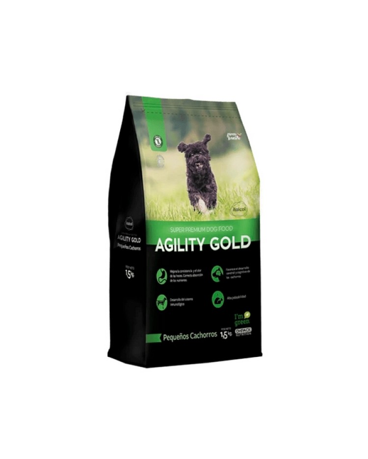 Agility Gold Pequeños Cachorros 1,5 Kg Verde