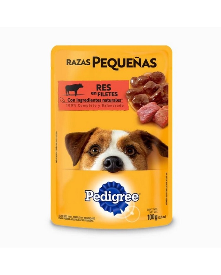 Pedigree Pouche Res En Filetes Raza Peq 100 G
